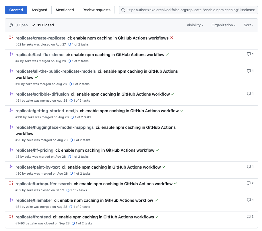 Screenshot of multiple pull requests opened by Claude Code